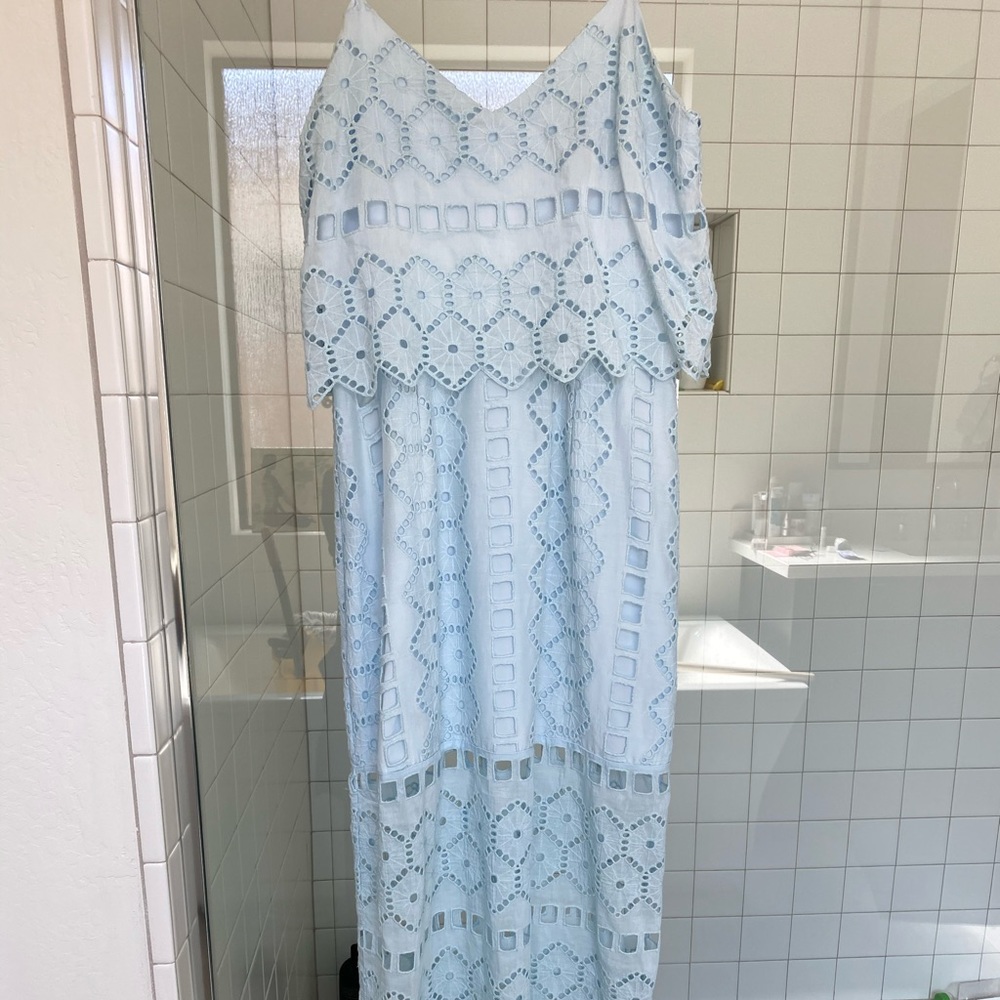 Blue lace maxi dress